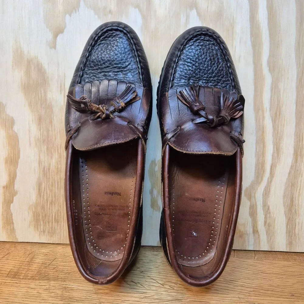 Allen Edmonds Nashua Men's 9.5D Black Brown Leather Tassel Kiltie Loafers